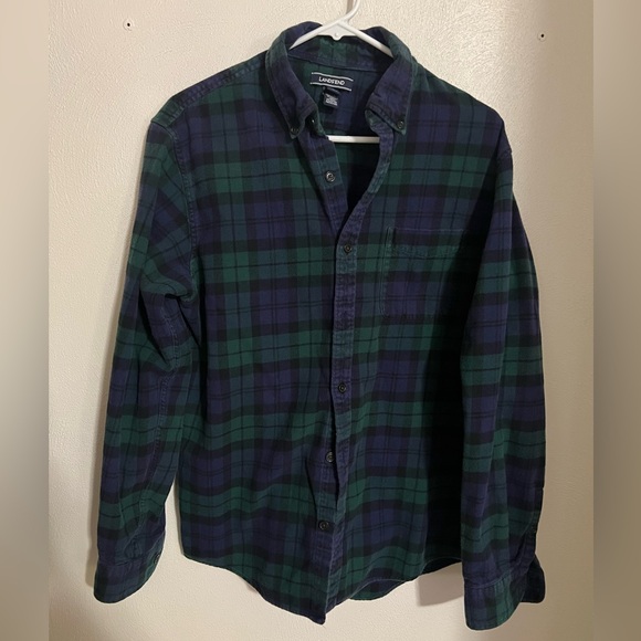 Lands' End Other - LAND'S END Classic Green and Navy Blue Plaid Button Down Men's Size M